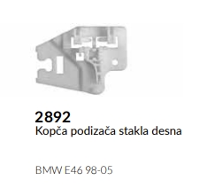 ZABICA PODIZAČA STAKLA BMW E46 DESNA 1998-2005 - 2892F -  - 2892F